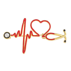 EKG und Stethoskop Mini-Brosche